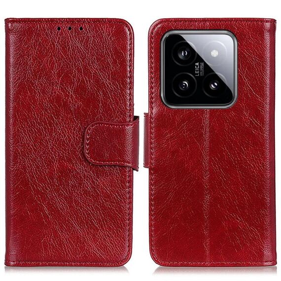 Custodia per cellulare in pelle con vibrazione orizzontale Nappa Texture per Xiaomi 14 (rossa)