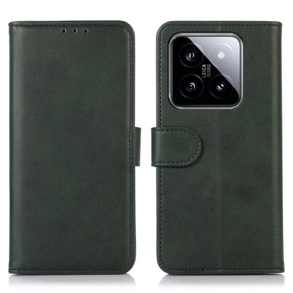 Per la custodia del telefono in pelle con texture mucca Xiaomi 14 Pro (verde)