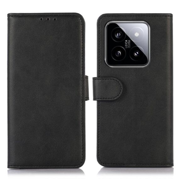 Per la custodia del telefono in pelle con texture mucca Xiaomi 14 Pro (nera)