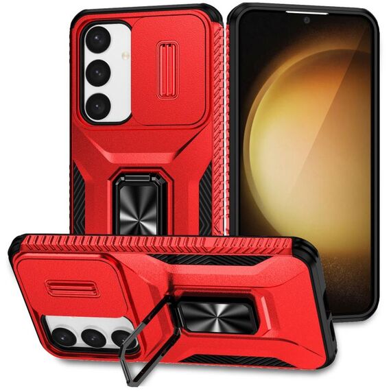 Custodia per telefono con supporto scorrevole Camshield per Samsung Galaxy S24 5G (rossa)