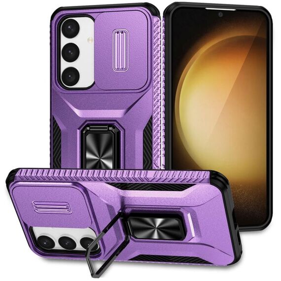 Custodia per telefono con supporto scorrevole Camshield per Samsung Galaxy S24 5G (viola)