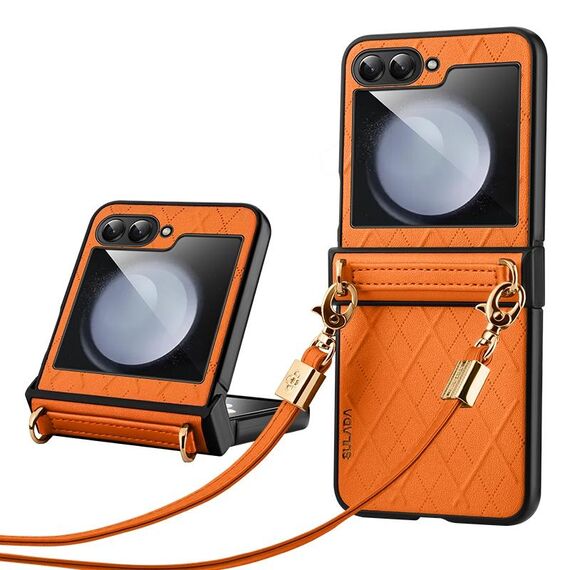 Per Samsung Galaxy Z Flip3 5G SULADA Custodia pieghevole elegante con texture rombica (arancione)