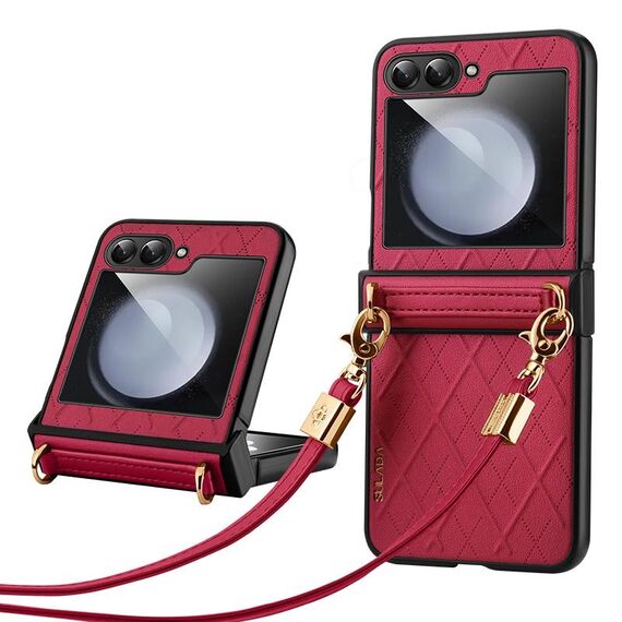 Per Samsung Galaxy Z Flip3 5G SULADA Custodia pieghevole elegante con texture rombica (Rosso)
