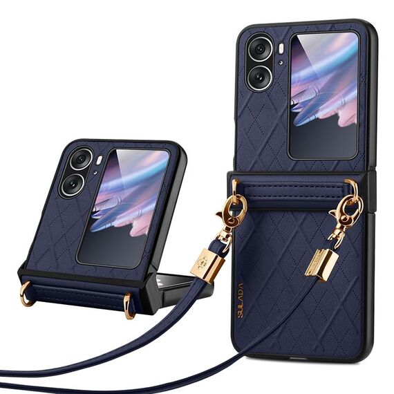 Per OPPO Find N2 Flip SULADA Custodia per telefono pieghevole elegante con texture rombica (blu)