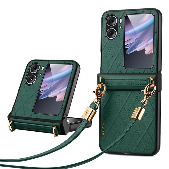 Per OPPO Find N2 Flip SULADA Elegante custodia pieghevole per telefono con struttura rombica (verde)
