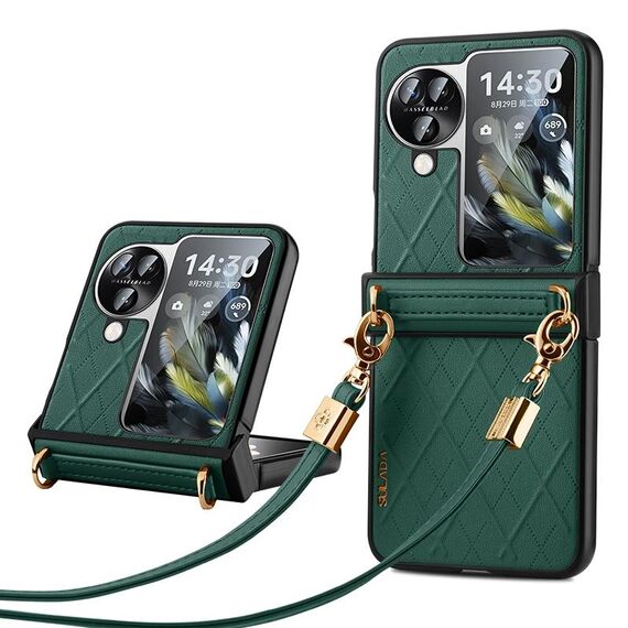 Per OPPO Find N3 Flip SULADA Custodia per telefono pieghevole elegante con texture rombica (verde)