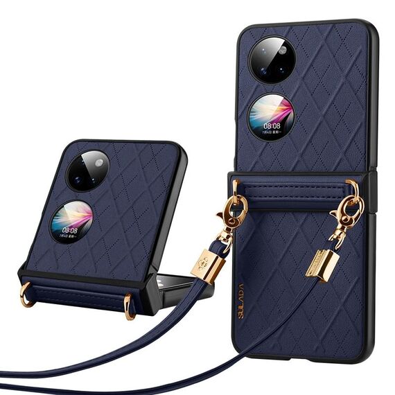 Per Huawei P50 Pocket SULADA Custodia per telefono pieghevole elegante con struttura rombica (blu)