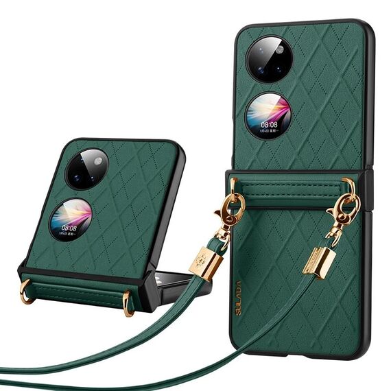 Per Huawei P50 Pocket SULADA Custodia per telefono pieghevole elegante con texture rombica (verde)