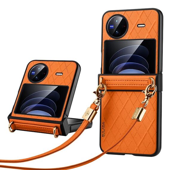 Per vivo X Flip SULADA Custodia per telefono pieghevole elegante con struttura rombica (arancione)
