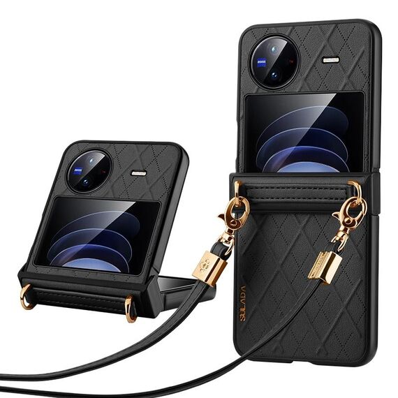 Per vivo X Flip SULADA Custodia per telefono pieghevole elegante con struttura rombica (nera)
