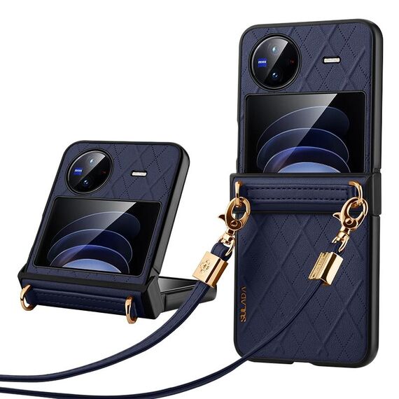 Per vivo X Flip SULADA Custodia per telefono pieghevole elegante con struttura rombica (blu)