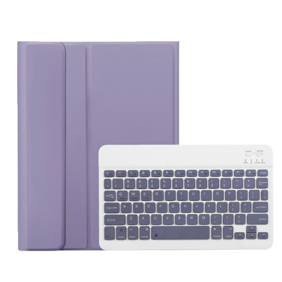 Per Samsung Galaxy Tab A9+ X210/X215/X215 A09B Custodia tablet in pelle con tastiera Bluetooth TPU color caramello con portapenne (viola)