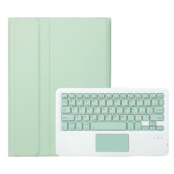 Per Samsung Galaxy Tab A9+ X210/X215/X215 A09B-A Custodia per tablet in pelle con tastiera Bluetooth touch TPU color caramello con portapenne (verde chiaro)