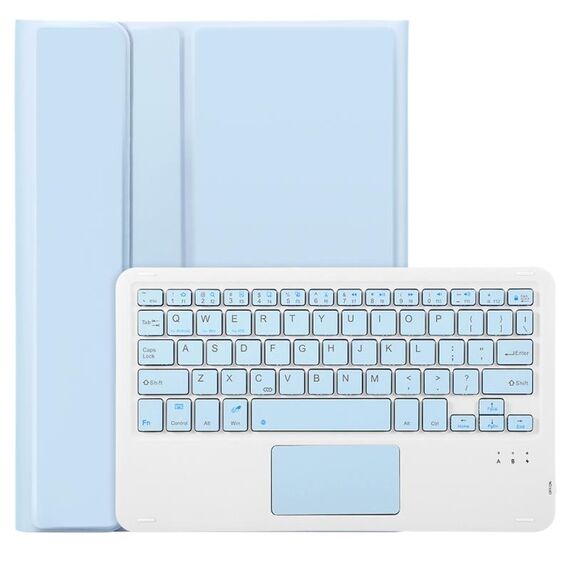 Per Samsung Galaxy Tab A9+ X210/X215/X215 A09B-A Custodia per tablet in pelle con tastiera Bluetooth touch TPU color caramello con portapenne (blu ghiaccio)