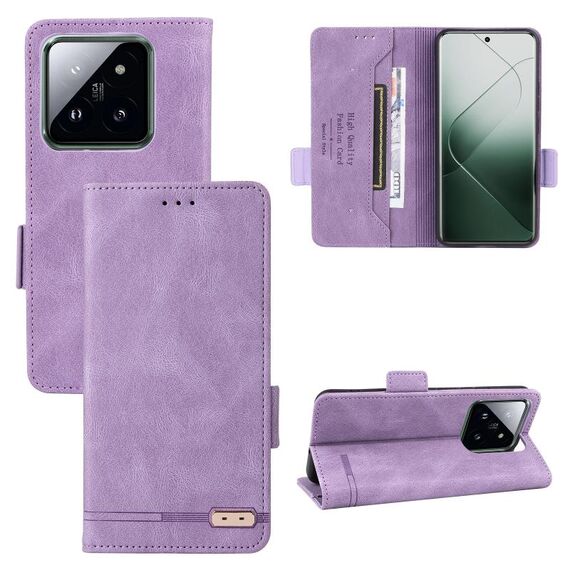 Per la custodia del telefono in pelle con chiusura magnetica Xiaomi 14 Pro (viola)