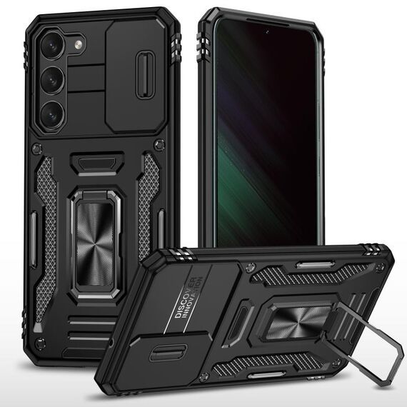 Per Samsung Galaxy S23 5G Armor PC + Custodia per telefono con protezione per fotocamera in TPU (nera)