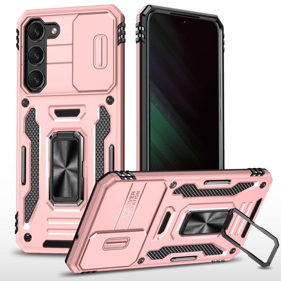 Per Samsung Galaxy S23 5G Armor PC + Custodia per telefono con protezione per fotocamera in TPU (oro rosa)