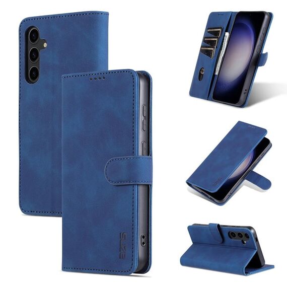 Per Samsung Galaxy S24+ 5G AZNS Custodia per cellulare in pelle con texture di vitello (blu)