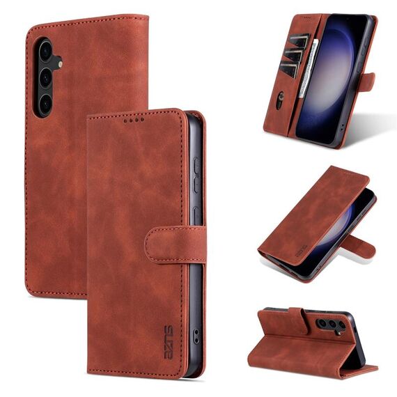 Per Samsung Galaxy S24+ 5G AZNS Custodia per cellulare in pelle con texture di vitello (marrone)