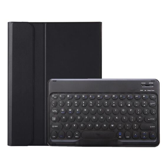 Per Samsung Galaxy Tab A9+ X210/X215/X215 YA09B Custodia in pelle con tastiera Bluetooth con copritasto rotondo in TPU color caramello con slot per penna (Nero)