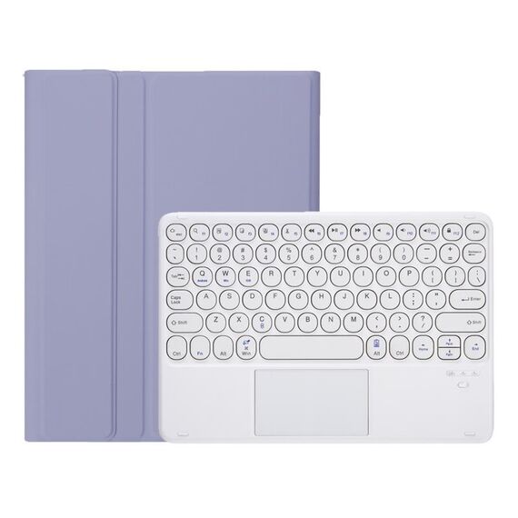 Per Samsung Galaxy Tab A9+ X210/X215/X215 YA09B-A Custodia in pelle con tastiera Bluetooth touch rotonda in TPU color caramello con slot per penna (Viola)