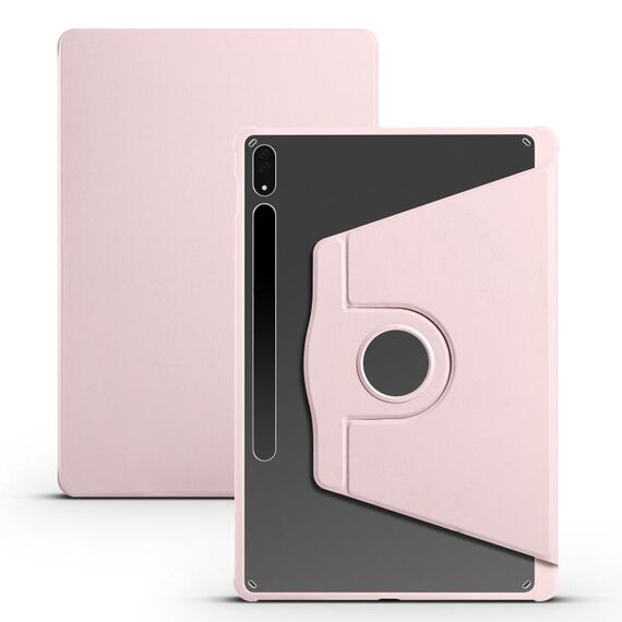Per Samsung Galaxy Tab S8+ X800 Custodia in pelle per tablet con supporto per rotazione a 360 gradi in acrilico (rosa sabbia)