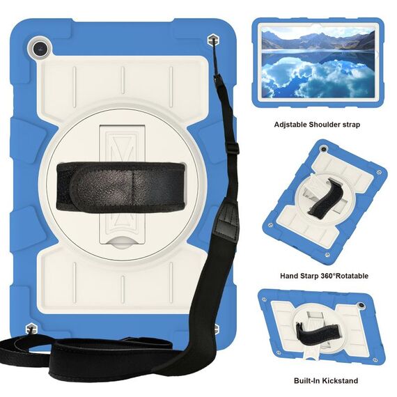 Per Samsung Galaxy Tab A9+ Custodia tablet antiurto per PC ibrido in silicone con tracolla (blu azzurro)