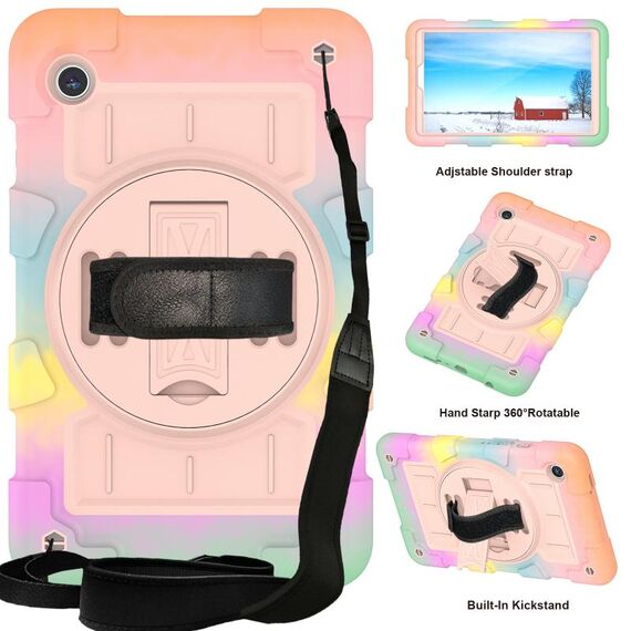 Per Samsung Galaxy Tab A9 X110/X115 Custodia tablet antiurto per PC ibrido in silicone con tracolla (oro colorato)