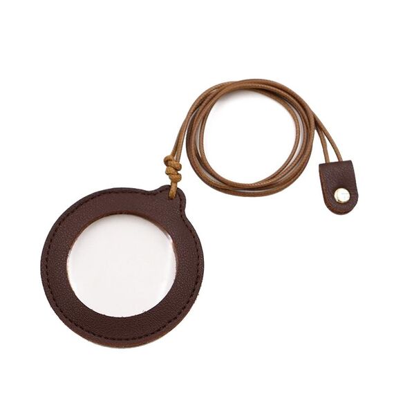 Lente d'ingrandimento sospesa regolabile 3X Lente d'ingrandimento portatile per anziani con custodia in pelle (caffè)