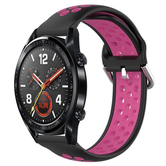 Per Huawei Watch GT 46mm / 42mm 22mm Chiusura cinturino sportivo bicolore (blu + magenta)