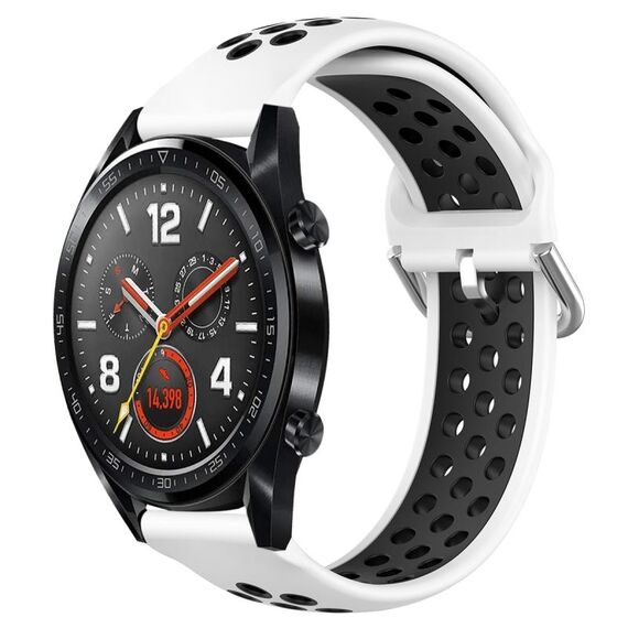 Per Huawei Watch GT 46mm / 42mm 22mm Chiusura cinturino sportivo bicolore (nero bianco)