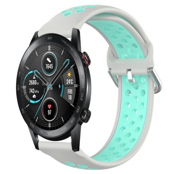 Per Huawei Honor Magic Watch 2 46mm 22mm chiusura cinturino sportivo bicolore (grigio)