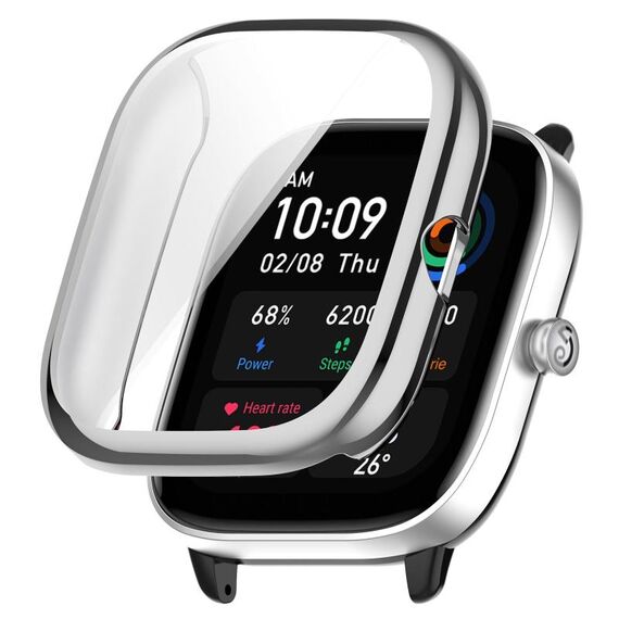 Per Amazfit GTS4 Mini Custodia protettiva per orologio galvanico in TPU a copertura totale (argento)