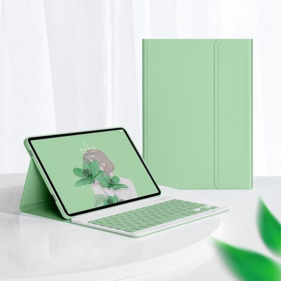 Per Lenovo Tab M10 Plus 10.6 3rd Gen 2022 LX106 Tasti quadrati Custodia per tablet in pelle con tastiera Bluetooth rimovibile (Matcha Green)