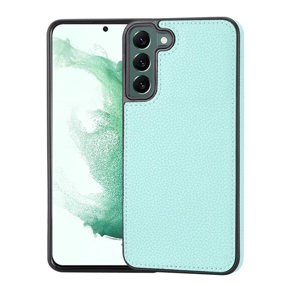 Custodia per telefono con montaggio laterale cucita con motivo Litchi per Samsung Galaxy S22+ 5G (verde menta)