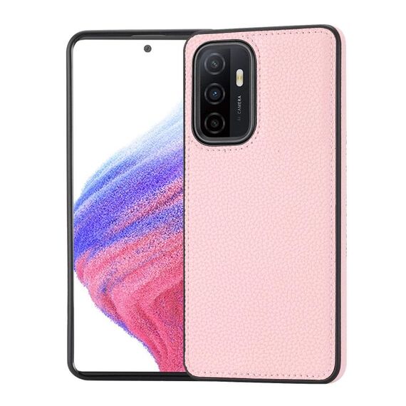 Custodia per telefono con montaggio laterale cucita con motivo litchi per Samsung Galaxy S23 5G (rosa)