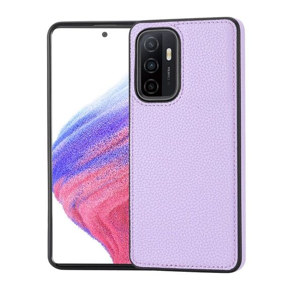 Custodia per telefono con montaggio laterale cucita con motivo Litchi per Samsung Galaxy S23+ 5G (viola)