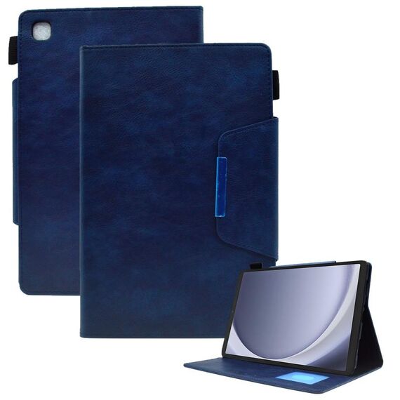 Per Samsung Galaxy Tab A9+ Custodia per tablet in pelle scamosciata con texture incrociata con chiusura magnetica (blu)