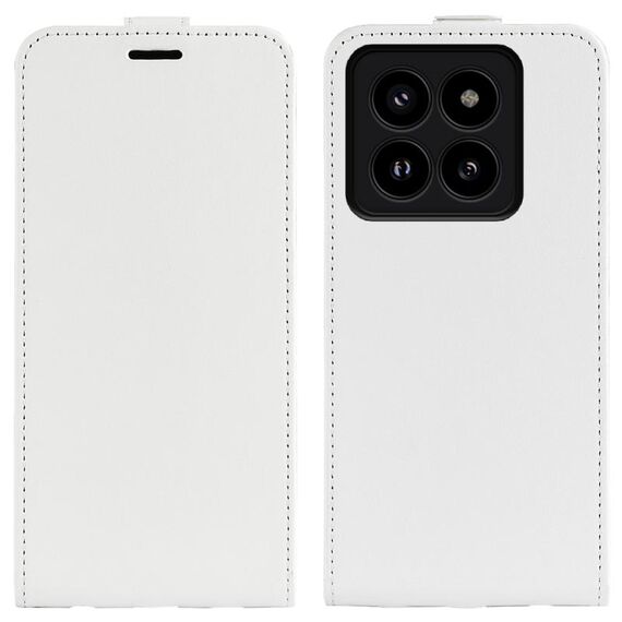 Custodia per telefono in pelle con vibrazione verticale singola per Xiaomi 14 Pro R64 (bianca)