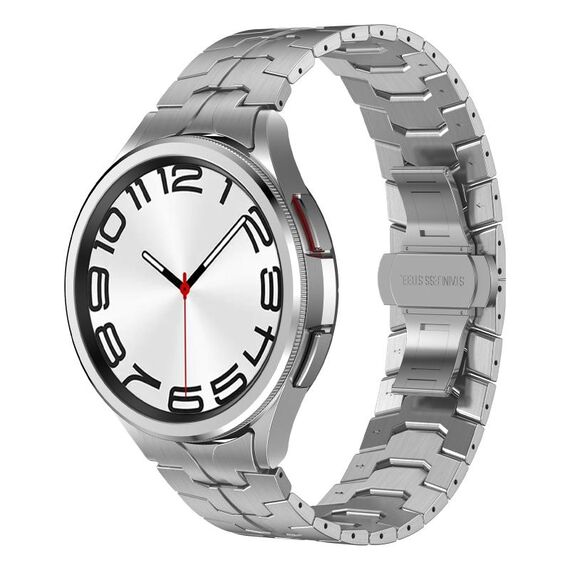 Per Samsung Galaxy Watch 5 Pro Lron Man Cinturino curvo in acciaio inossidabile con connessione (argento)