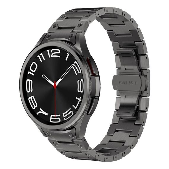 Per Samsung Galaxy Watch6 Classic 43/47mm cinturino per orologio in acciaio inossidabile con connessione curva a doppio cerchio (grigio)