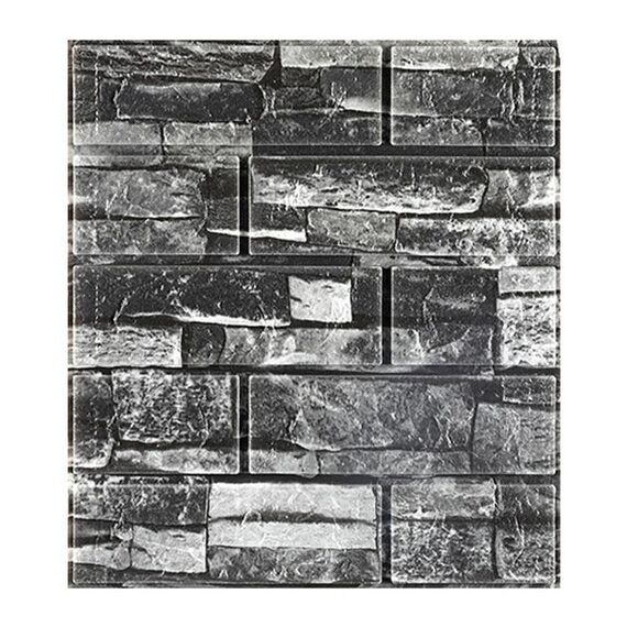 Adesivo da parete impermeabile con avvolgimento morbido, spessore 3 mm, 35x38,5 cm, carta da parati autoadesiva 3D (nero roccia)