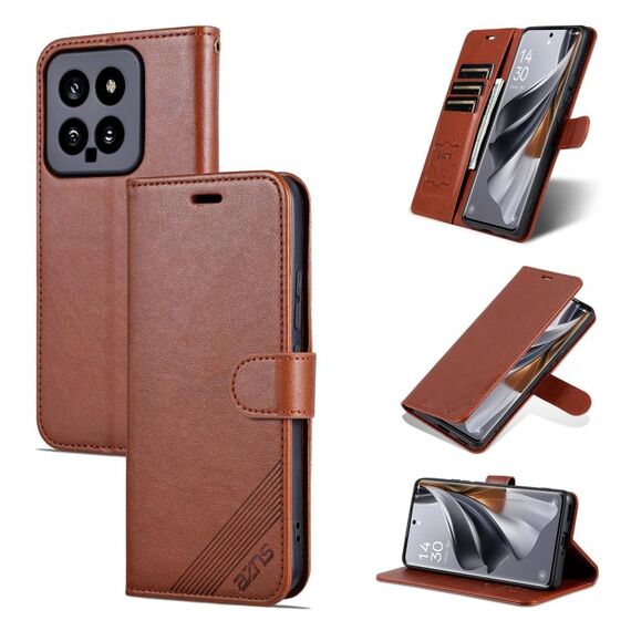 Per Xiaomi 14 AZNS Custodia per cellulare in pelle con texture in pelle di pecora (marrone)