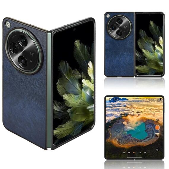 Per OPPO Trova N3 Litchi Texture Custodia per cellulare con cover posteriore (blu)