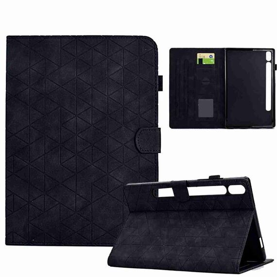 Custodia per tablet in pelle TPU Smart Rhombus per Samsung Galaxy Tab S9 (nera)