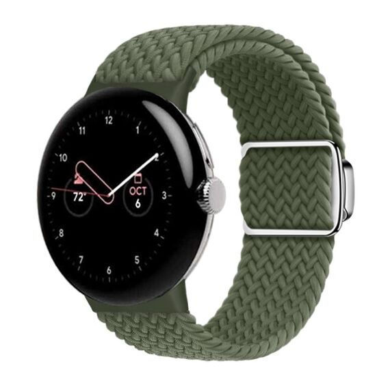 Per Google Pixel Watch/Watch 2 cinturino con fibbia magnetica con anello in nylon (verde oliva scuro)