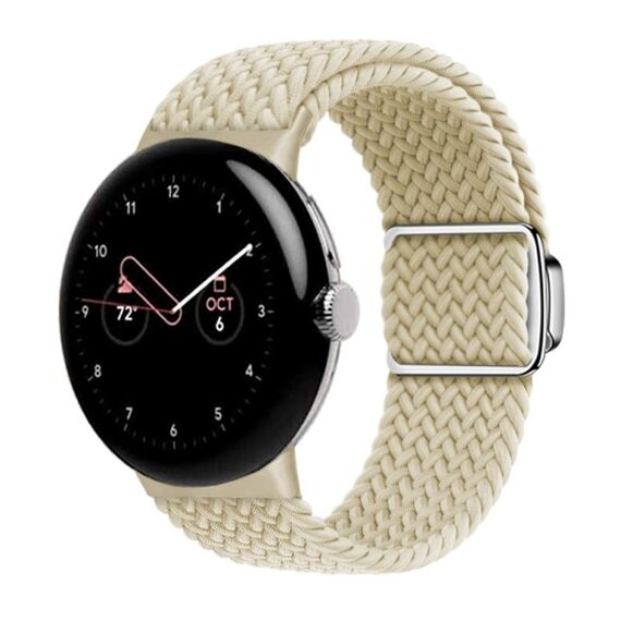 Per Google Pixel Watch/Watch 2 cinturino con fibbia magnetica con anello in nylon (colore Starlight)