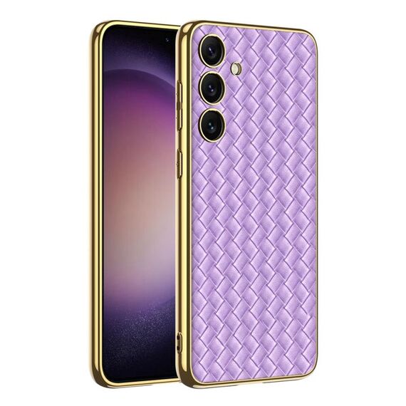 Per Samsung Galaxy S24+ 5G GKK Weave Texture Galvanotecnica PU Custodia protettiva per telefono (Viola)