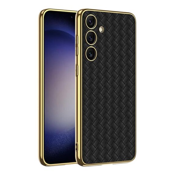 Per Samsung Galaxy S24+ 5G GKK Weave Texture Galvanotecnica PU Custodia protettiva per telefono (Nero)