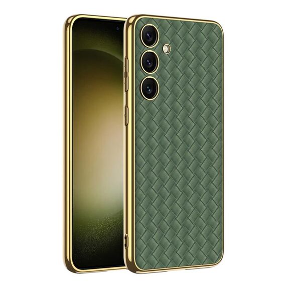 Per Samsung Galaxy S24+ 5G GKK Weave Texture Galvanotecnica PU Custodia protettiva per telefono (verde)